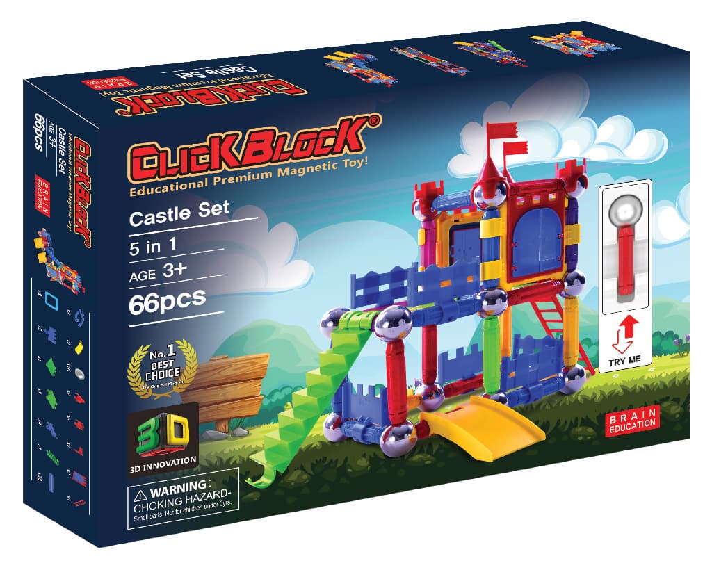 Click Block_ Magnet educational toy X_bar Castle Set 66pcs
